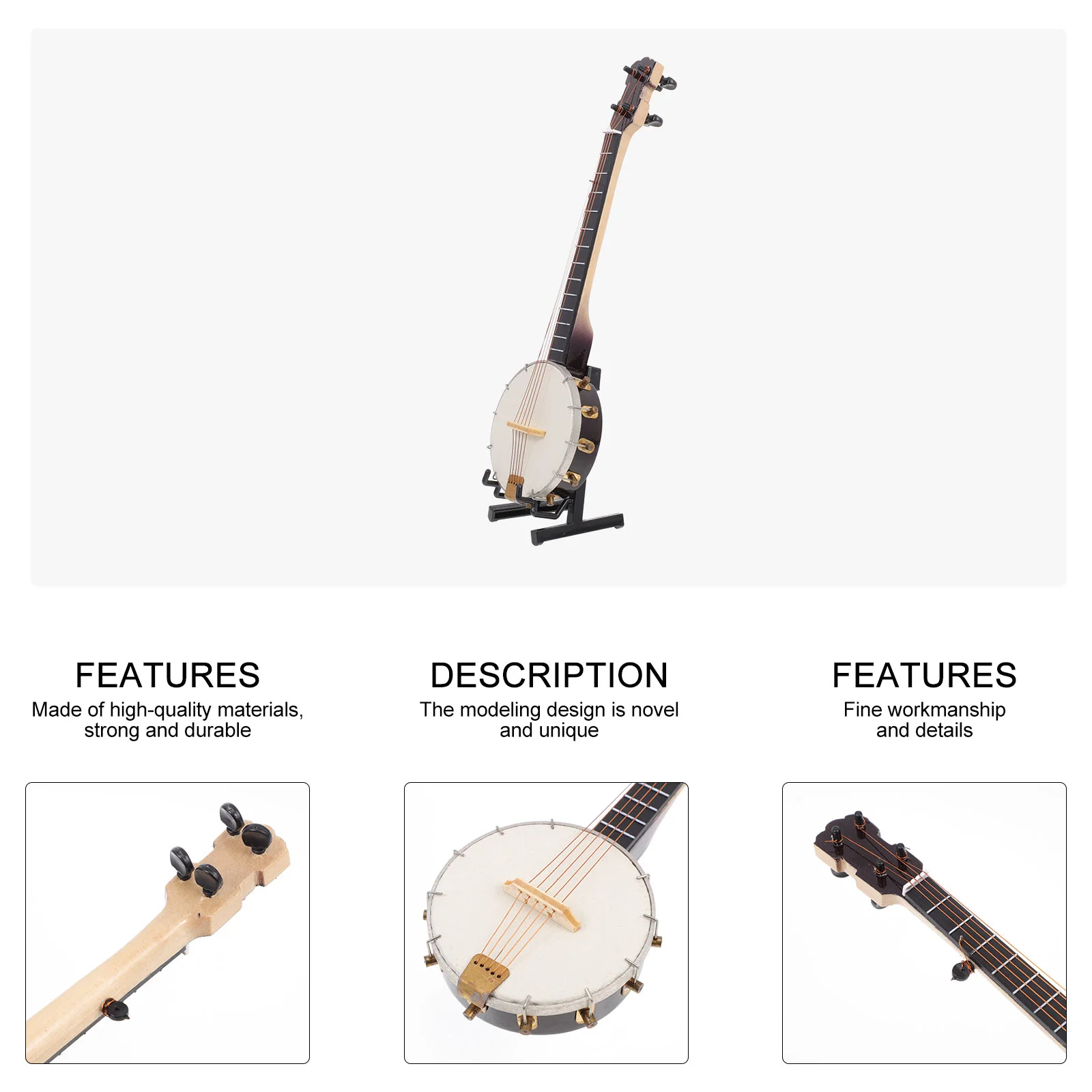 

Banjo Model Simulated Ornament Instruments Kids Accessories Mini Decor Strings (Copper Wire) Musical Child Small Stand