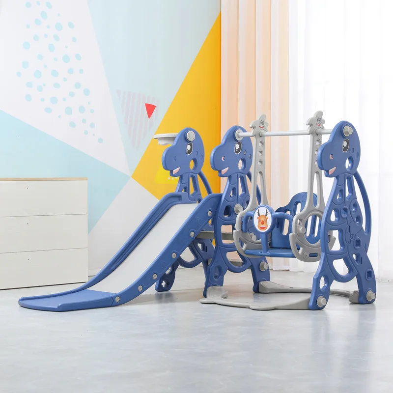 

Baby Slide Cute Cartoon Dinosaur Shape Indoor Home Swing Slide Combination Children Home Small Playground Toys Accessories New
