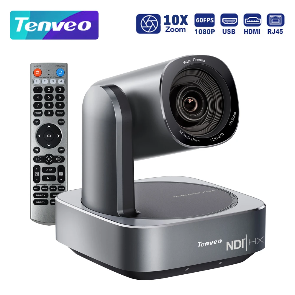 

HD1080P 60fps NDI PTZ Conference Camera HDMI 10x Zoom USB3.0 IP Live Streaming Camera POE for Church Worship Education OBS VMix