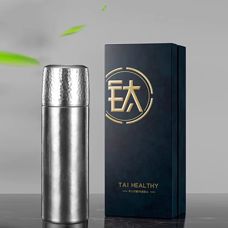 Термос из чистого титана с отскоком внутри крышки для кемпинга двухслойные