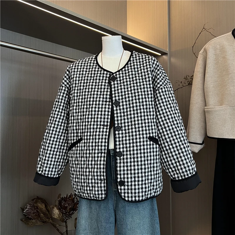 Корейская серия легкая клетчатая одежда с хлопковой подкладкой женская осень 2024