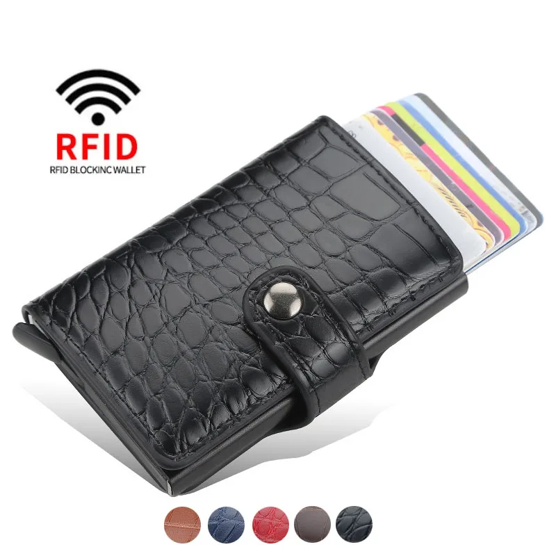 

Кошелек мужской, с отделением для ID держатель для карт под крокодиловую кожу, защита от RFID, тонкий, компактный