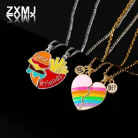 zxmj 2022 good friend necklaces popular color love pendant stitching necklaces for women new creative love girlfriends jewelry