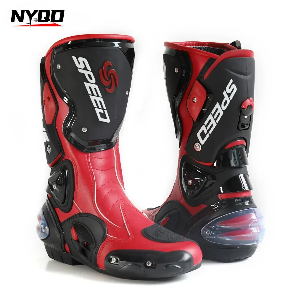 Мотоциклетные гоночные ботинки кожаные мужские рыцарские туфли SPEED сапоги до