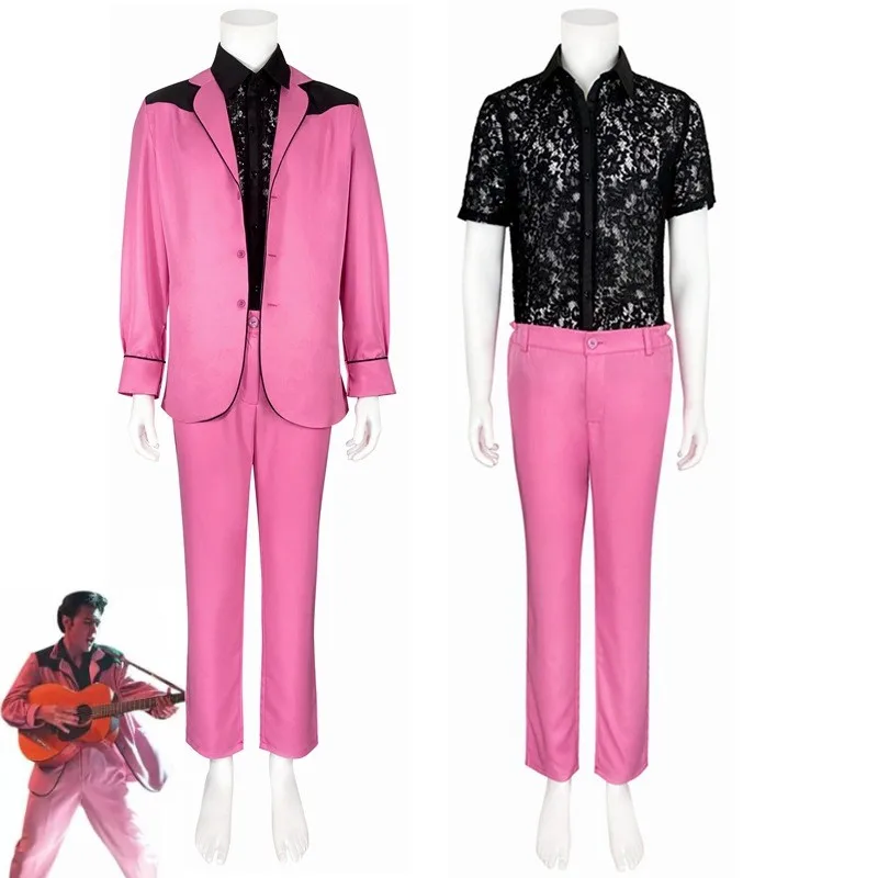 

The King Elvis Presley Cosplay Costume Stage Costume for Singers Men Uniform Suit Shirt Coat Pants Full Set Halloween