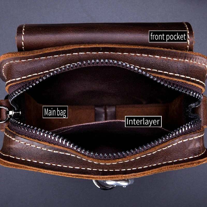 Genuine Leather Men's Shoulder Bag High Quality Cowhide Crossbody Bag Multifunction Fanny Waist Bag Travel Sports Belt Bum Pouch