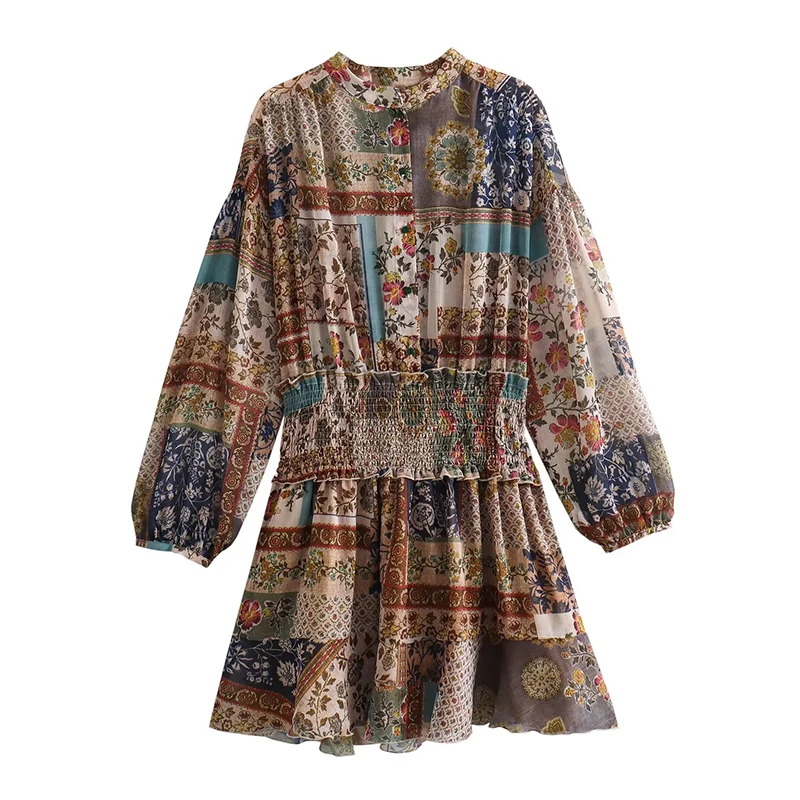 

Платье-мини женское короткое с длинным рукавом, на пуговицах