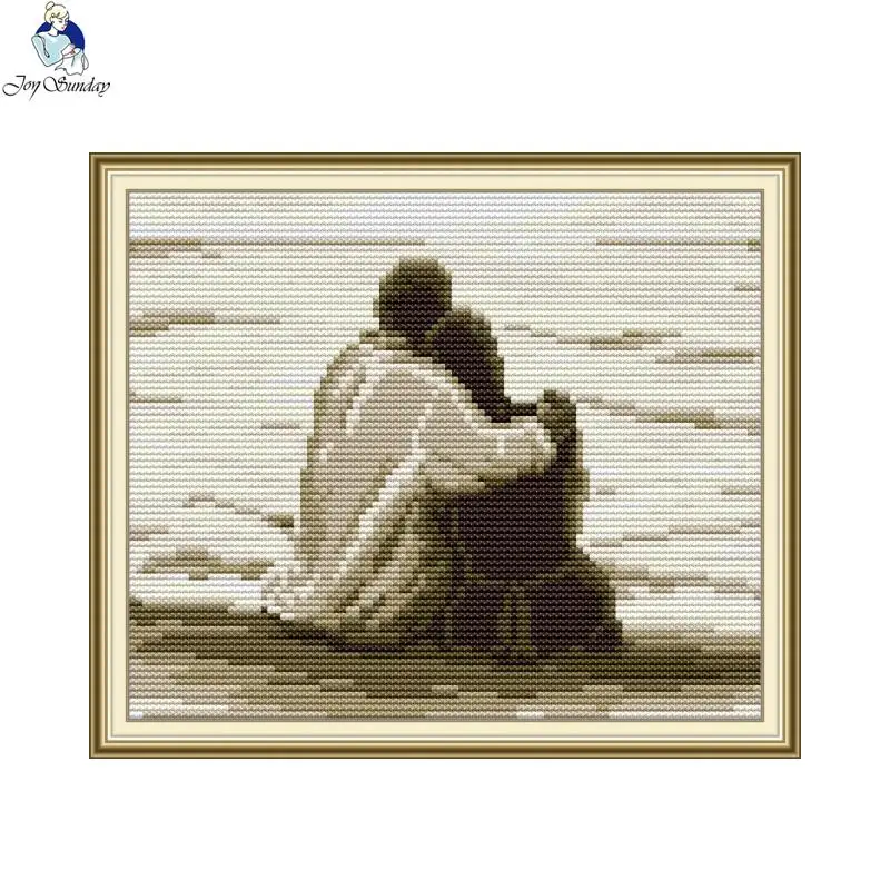 Seaside couple counted and stamped cross stitch embroidery set 11CT 14CT canvas printed fabric needle and thread kit home decor