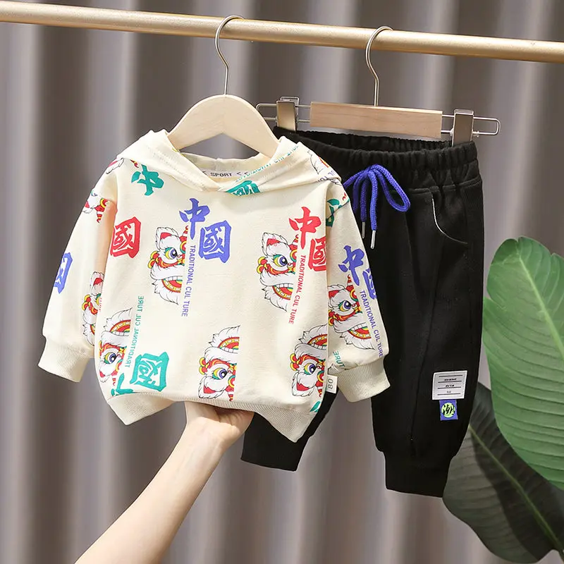 

Children Fashion Clothes Suit Spring Kids Boy Girl Letter Hoodies Long Pants 2Pcs/sets Baby Toddler Clothing Infant Sportswear