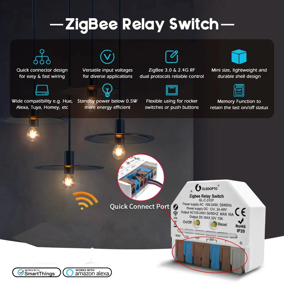 

GLEDOPTO GL-C-310P ZigBee 3.0 Релейный переключатель