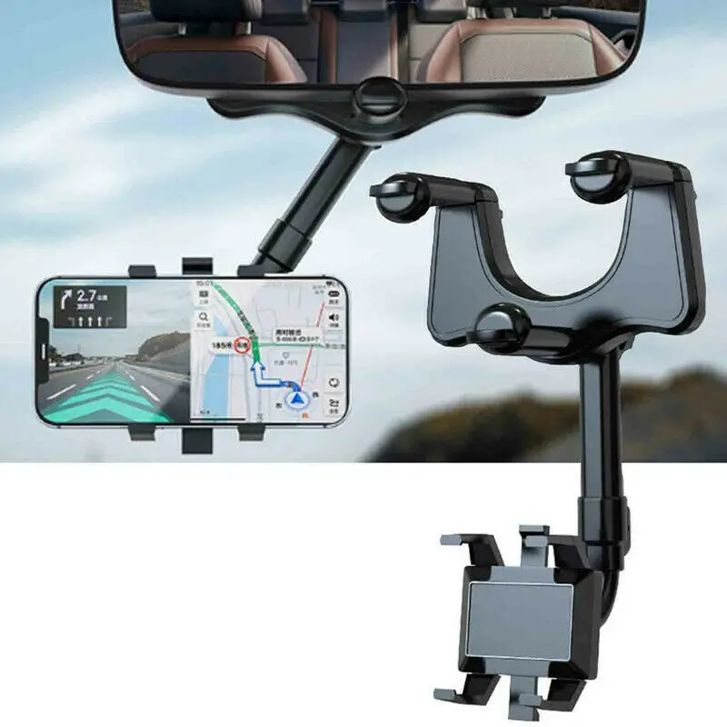 360° rotatable and retractable car phone holder multifunctional rearview mirror firm shockproof automobile mobile phone support free global shipp