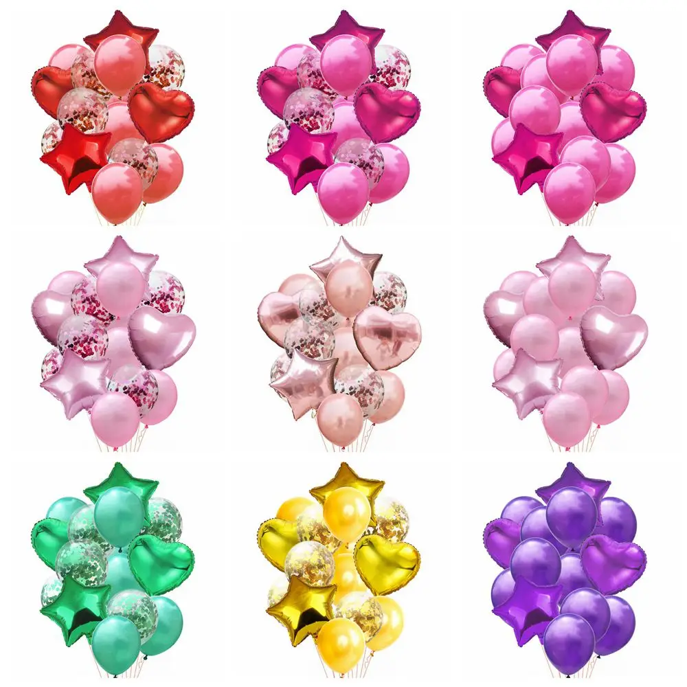 

10/14pcs Mixed Metallic Balloons Heart Star Confetti Helium Balloon Wedding Birthday Party Decor Boy Girl Baby Shower Supplies