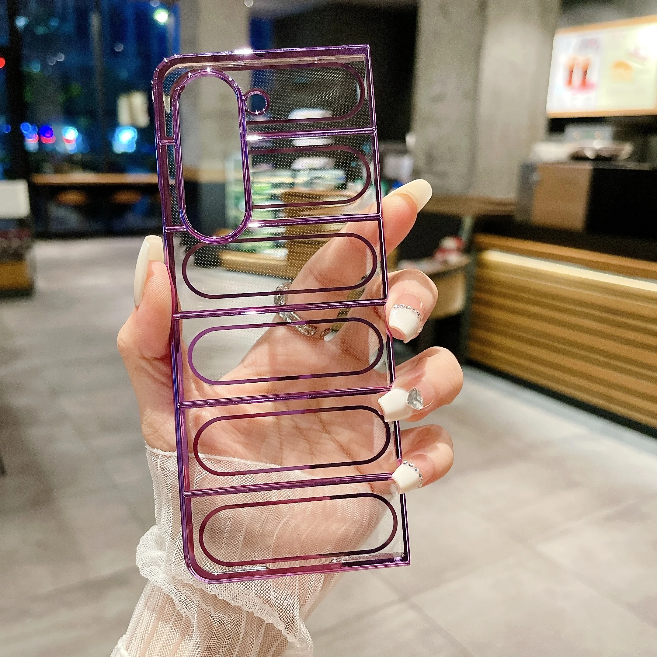 

For Samsung Galaxy Z Fold 5 4 3 Case Luxury Electroplated Transparent Folding Shockproof Protection Hard Back Cover Accessories