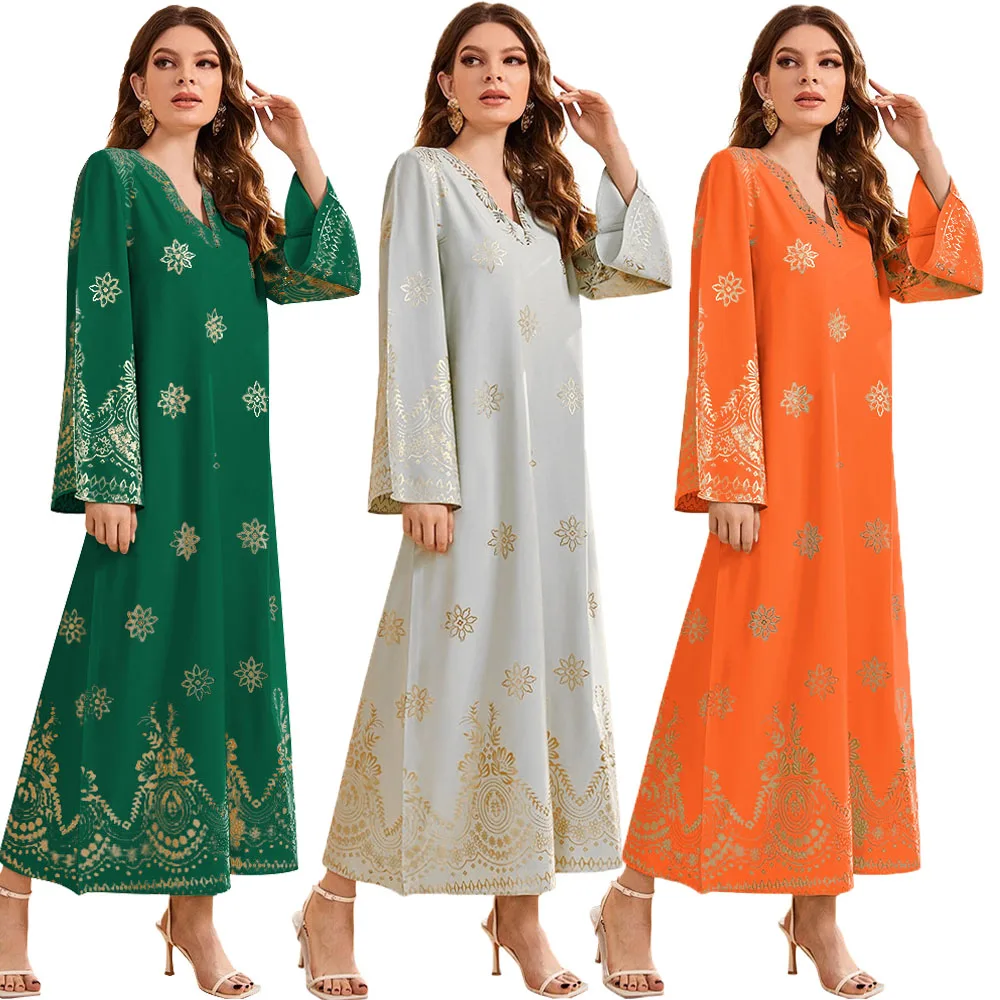 

Eid Mubarak Djellaba Floral Print Abaya for Women Muslim Maxi Dress Dubai Turkey Kaftan Islamic Jalabiya Moroccan Robe Arab Gown