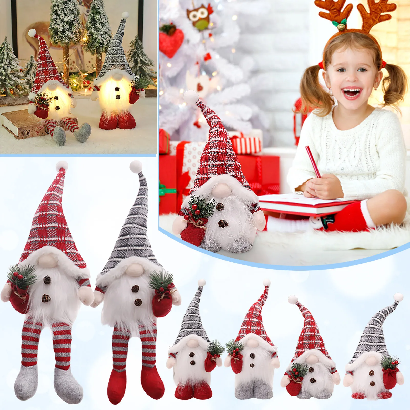 

Sep Plush Christmas Luminous Gnomes Light Up Christmas Decorations Christmas Figurines Doll For Table Animal Plush Cover