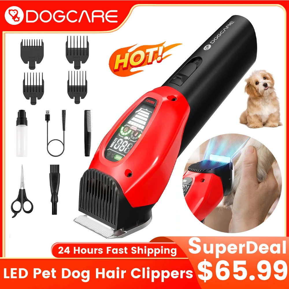 DOGCARE PC01 Dog Clipper Hair Trimmer Grooming Cutting Machine LED Display With Light Pet Dog Grooming Equipment Hair Clipper