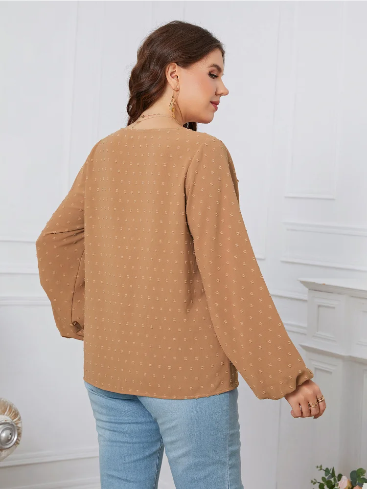 Ladies Style Tie Rope Round Neck Lace Loose Size Women's Top plus size women clothing  roupas femininas