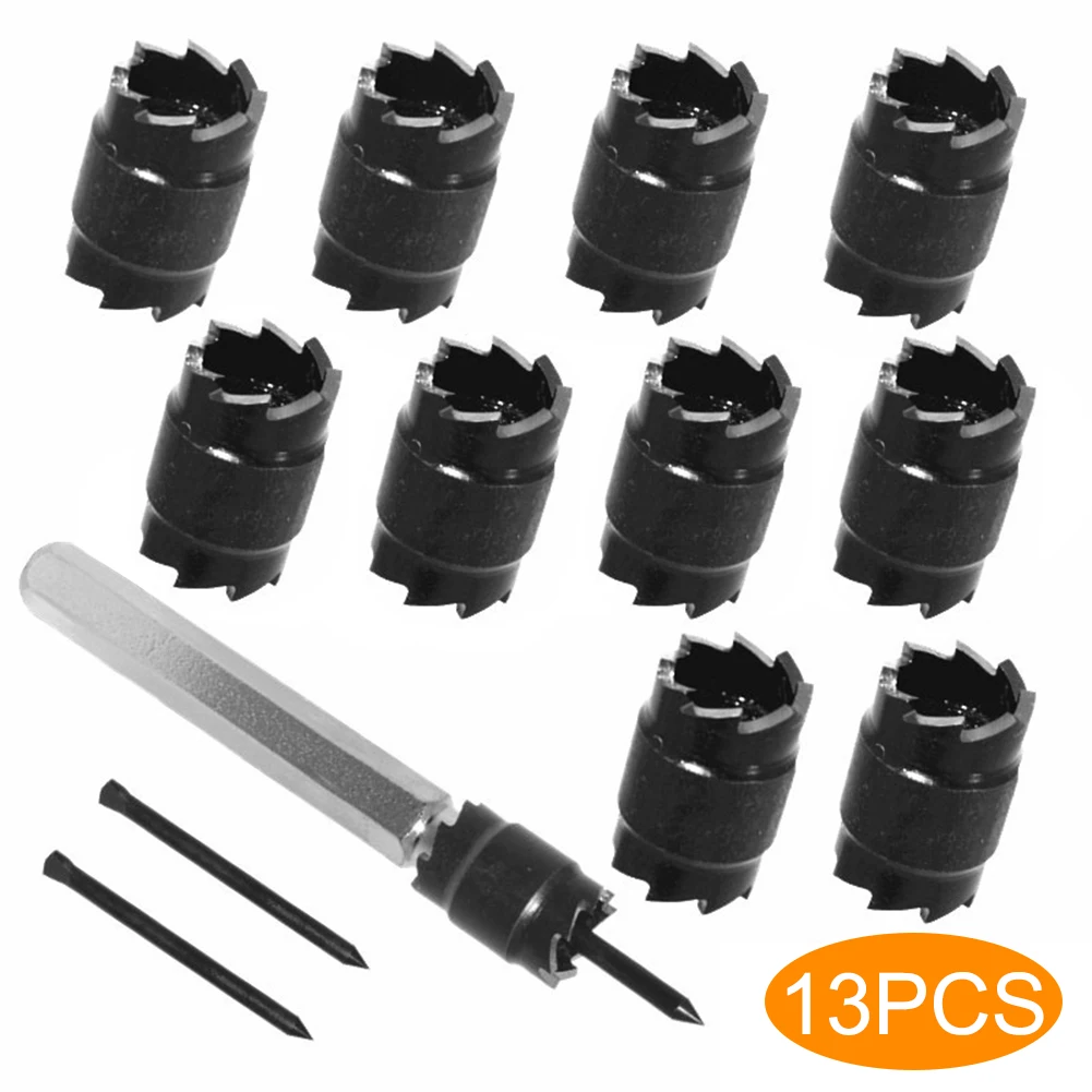 

13pcs Tool Drill Bits Spot Weld Cutter Set Remover Double Sided Hex 3/8" HSS Sheet Metal Hole Combination Rotary Accessories