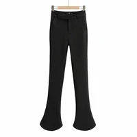black blazer suit pants solid colors high waist flare pants women 2021 simple all match office casual commute tailored trousers