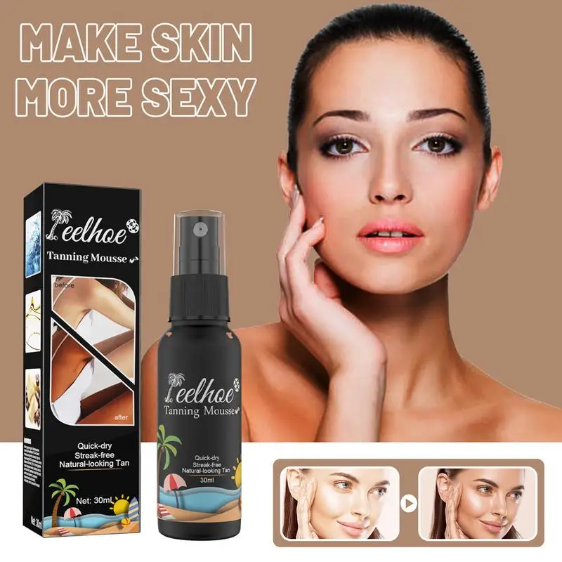 

30ml Self Tanning Mousse Spray Fast Body Face Self Tanner Fake Tan Cream Solarium Makeup Foundation Bronzer Nourishing Lotion