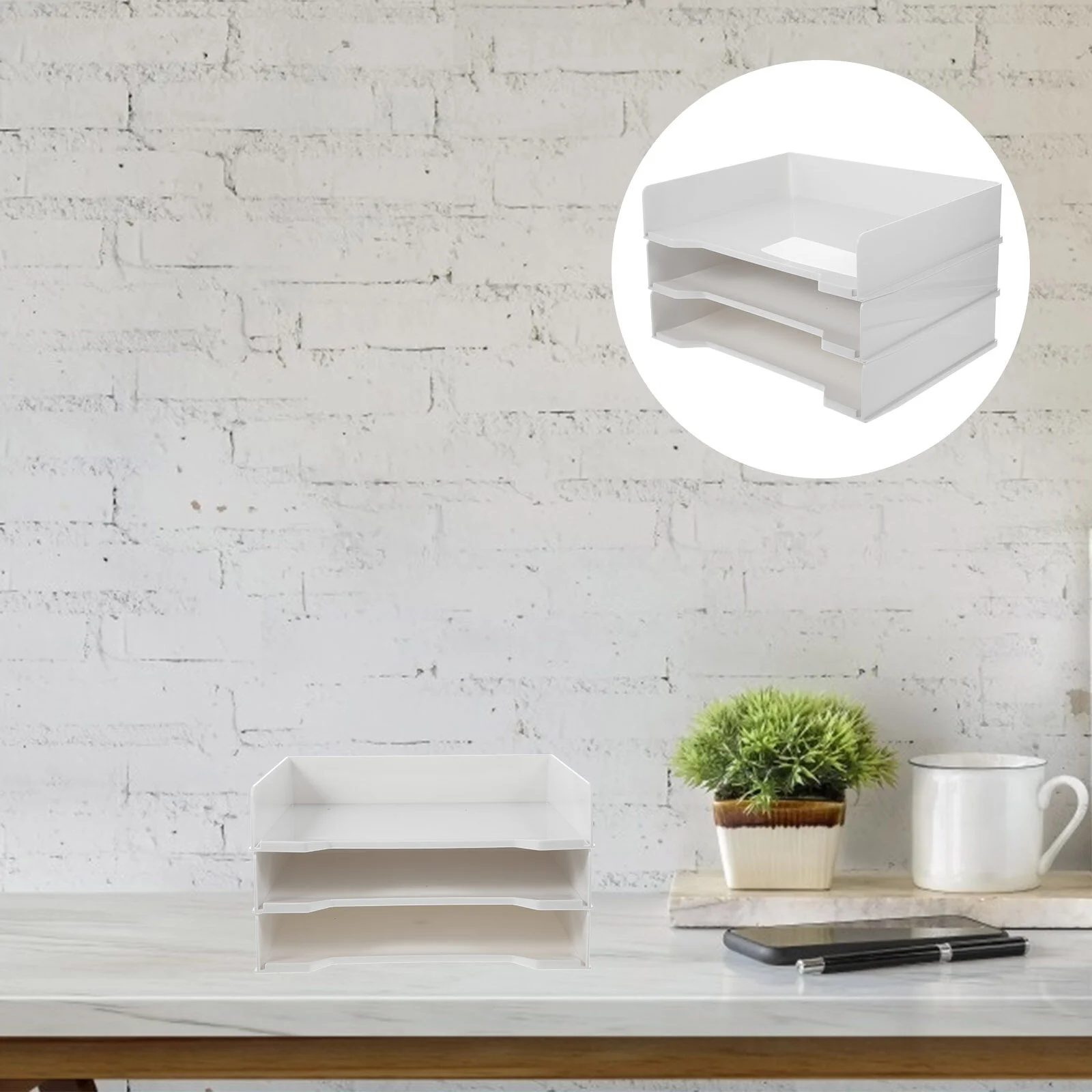 

Desk File Organizing Shelf Pen Organizer Stationery Container Office Holder Containers Desktop Makeup