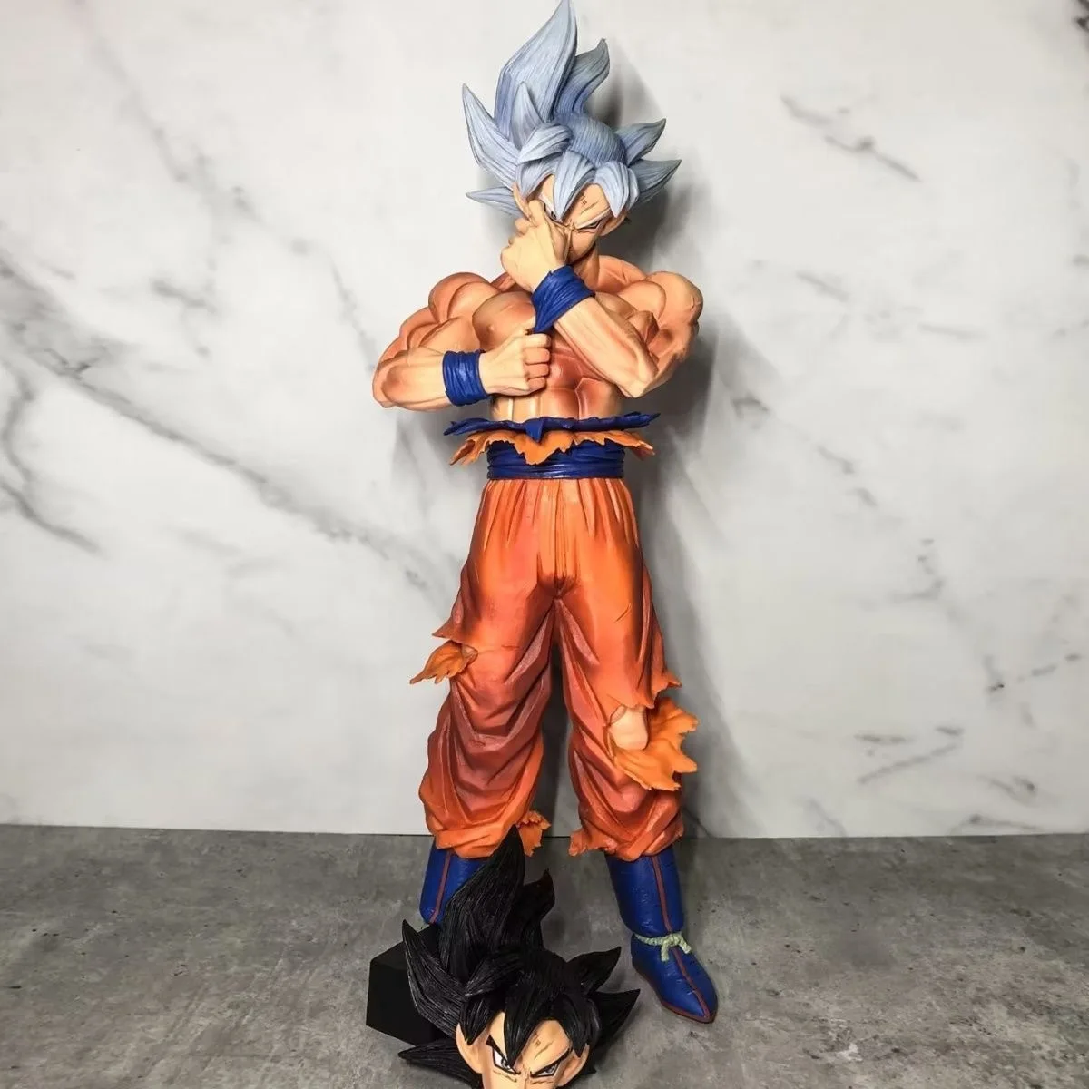 

Dragon Ball GK Ultimate Instinct Son Goku Migatte No Gokui Two Head Carved Anime 45cm Model Decoration Handmade Boy Toys Gifts
