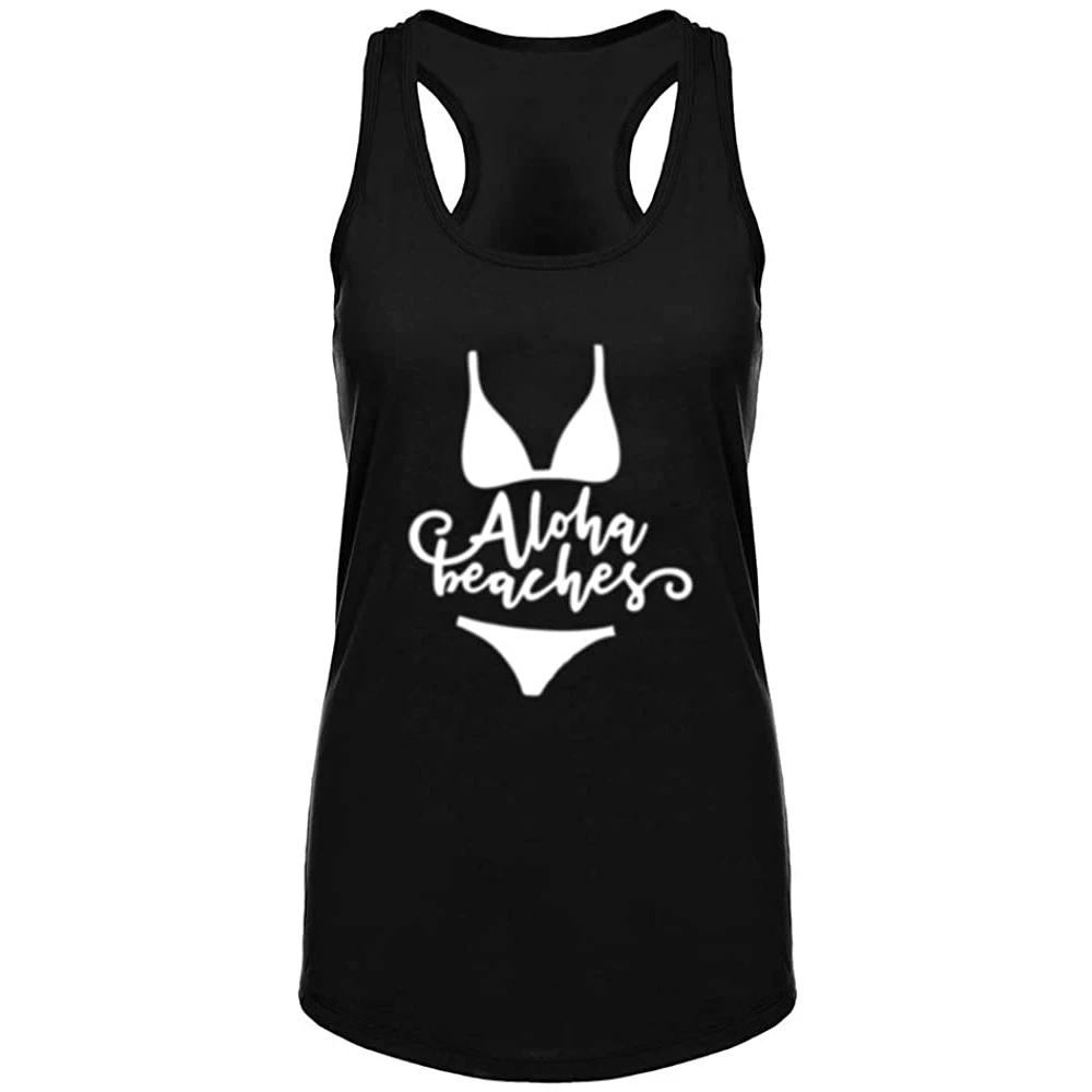 

Lyprerazy женские пляжи алохи бикини Алоха фитнес тренировки Racerback майки летние забавные майки с буквенным принтом