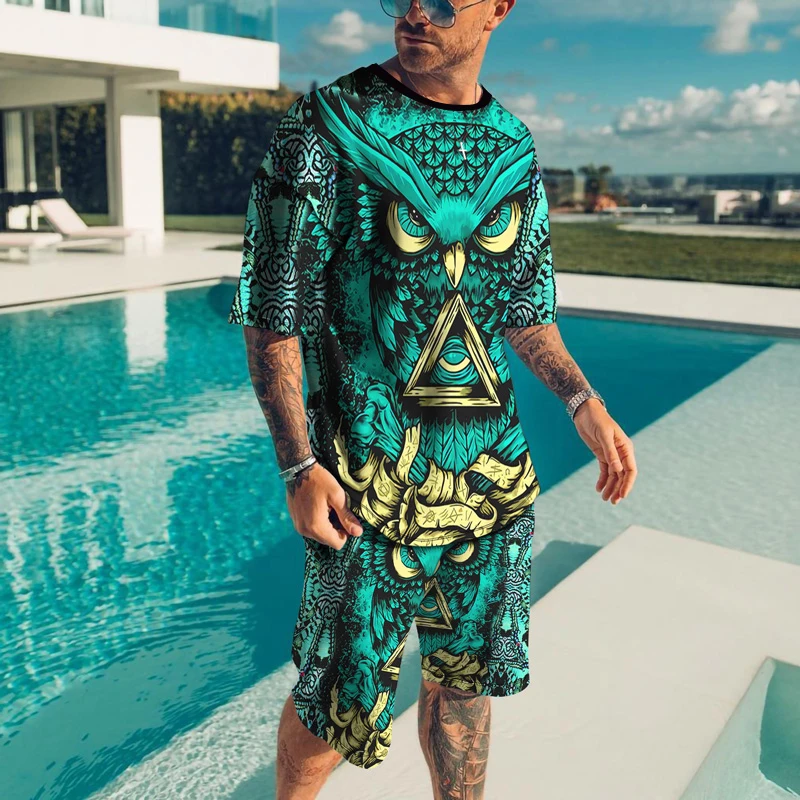 

Футболка мужская с 3D-принтом, круглым вырезом и короткими рукавами