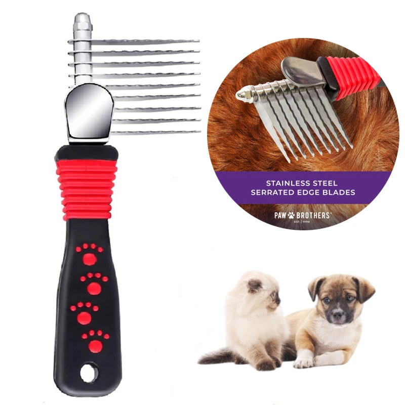 

Pet Dematting Fur Rake Comb Brush Tool - Dog and Cat Comb for Detangling Matted or Knotted Undercoat Hair，Dog Grooming Brush