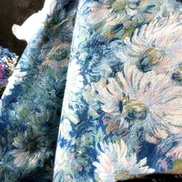 150cm width retro art blue sunflower canvas jacket handmade diy costume designer fabric tablecloth