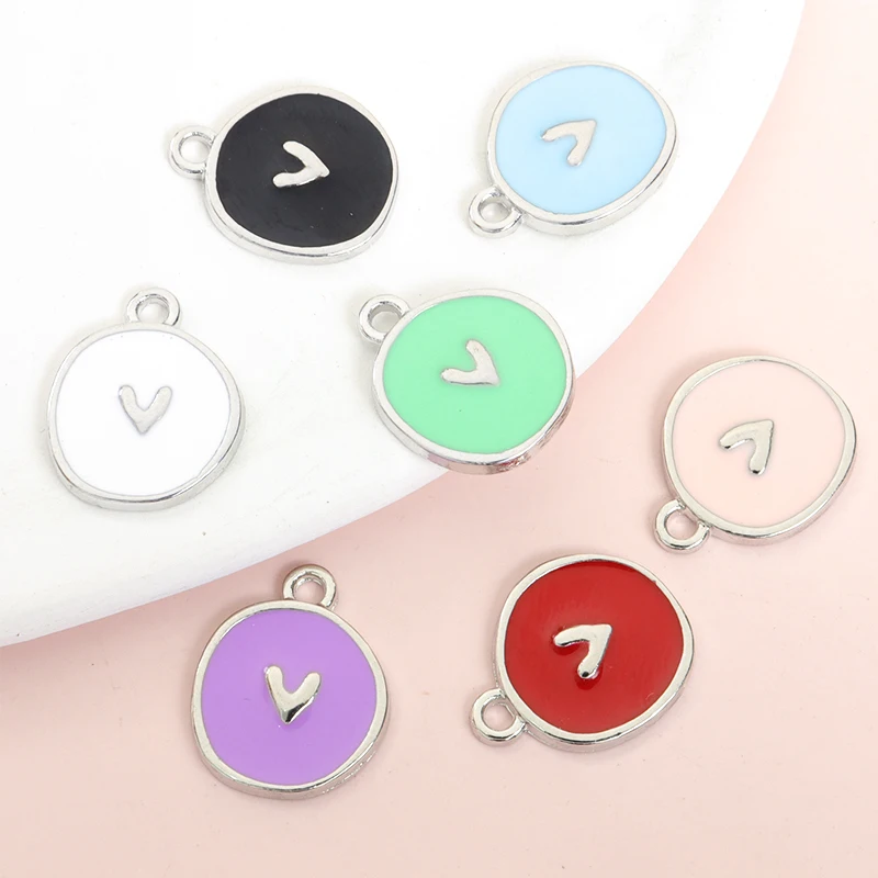10 Шт. Модные Асимметричные Круглые Эмалированные Подвески В Форме Сердца