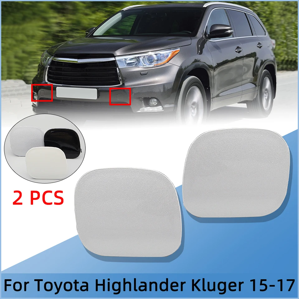 

2Pcs For Toyota Highlander Kluger 2015 2016 2017 Front Bumper Towing Hook Eye Cover Cap Tow Hook Trailer Lid Garnish Hauling