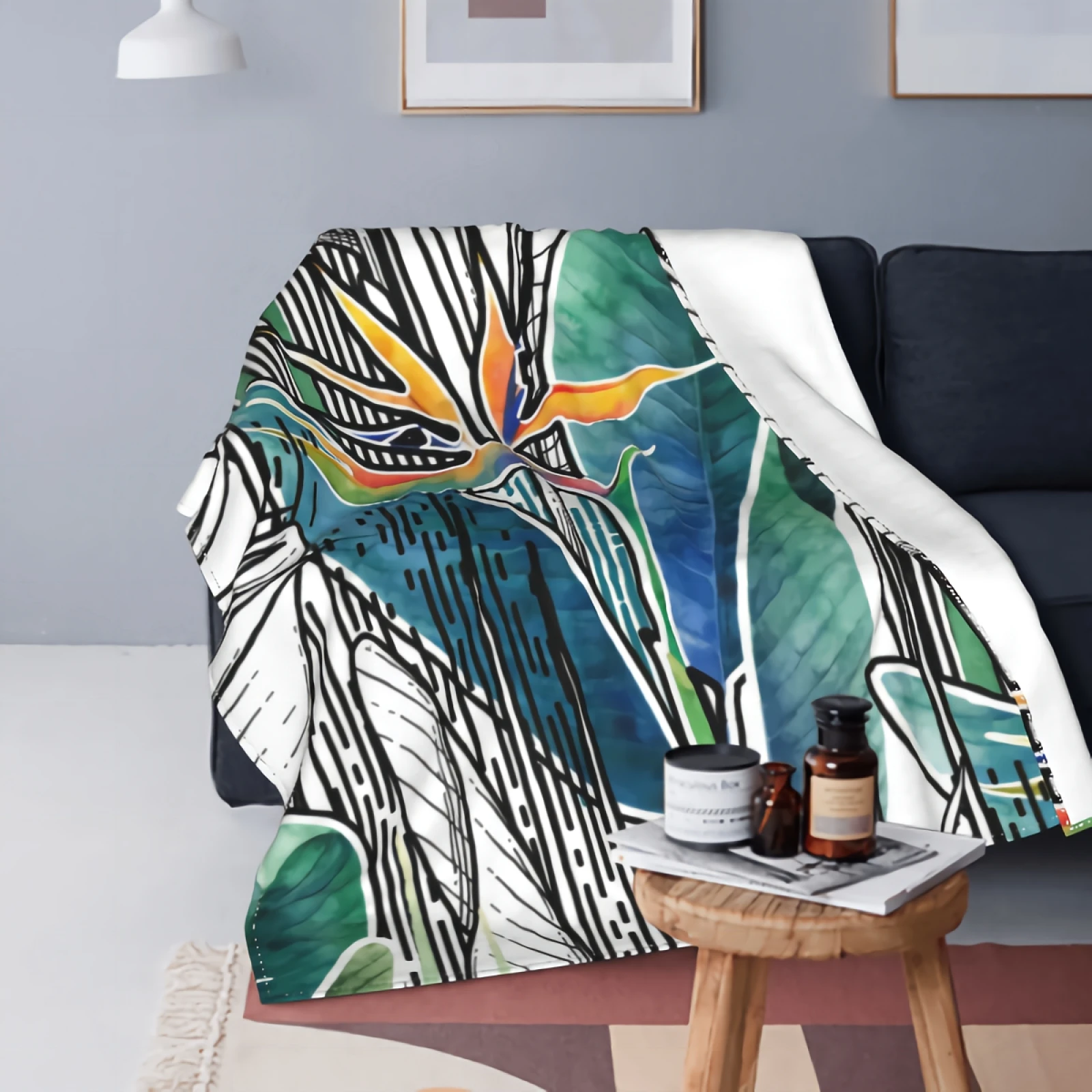 

Abstract Plant Blanket Throw Blanket Warm Bed Blanket Cozy Branches and leaves Blanket Couch Plush House Warming Decor Gift Idea