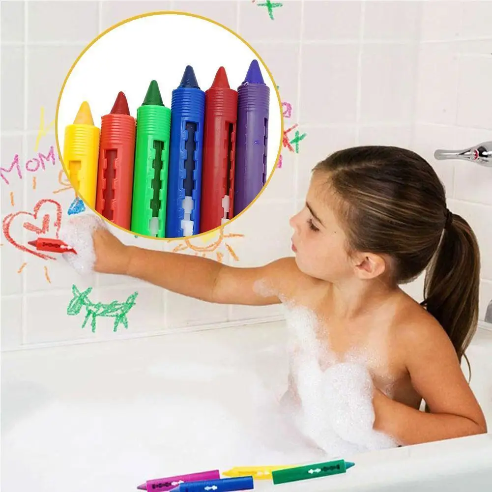 

6pcs/set Children's Washable Bathroom Crayons Easy To Wipe Painting Pens Graffiti Doodle Pens For Baby Kids Bathing Toys G3j7
