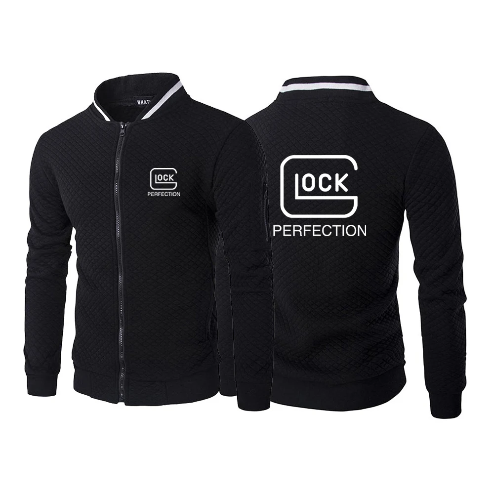 

2021 Glock Perfection Shooting Men Baseball Jacket Autumn Long Sleeve Zipper Stand Collar Sweatshirt Hoodless Harajuku Outwear