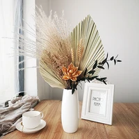 advanced dried flowers bouquet for home decration real palm leaf magnolia wheat eucalyptus light luxury soft living room decor