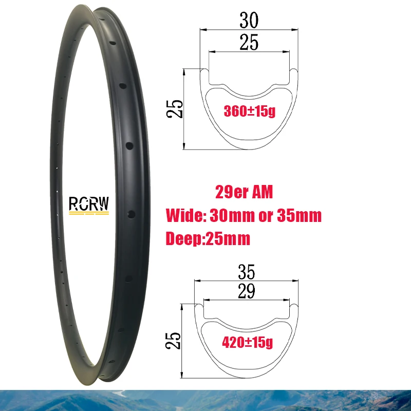 

29er AM MTB 30x25 35x25 полностью горный карбоновый обод 30/35 широкий 25 Глубина клинчерная бескамерная UD 3K 12K саржа 24 28 32 36 отверстие
