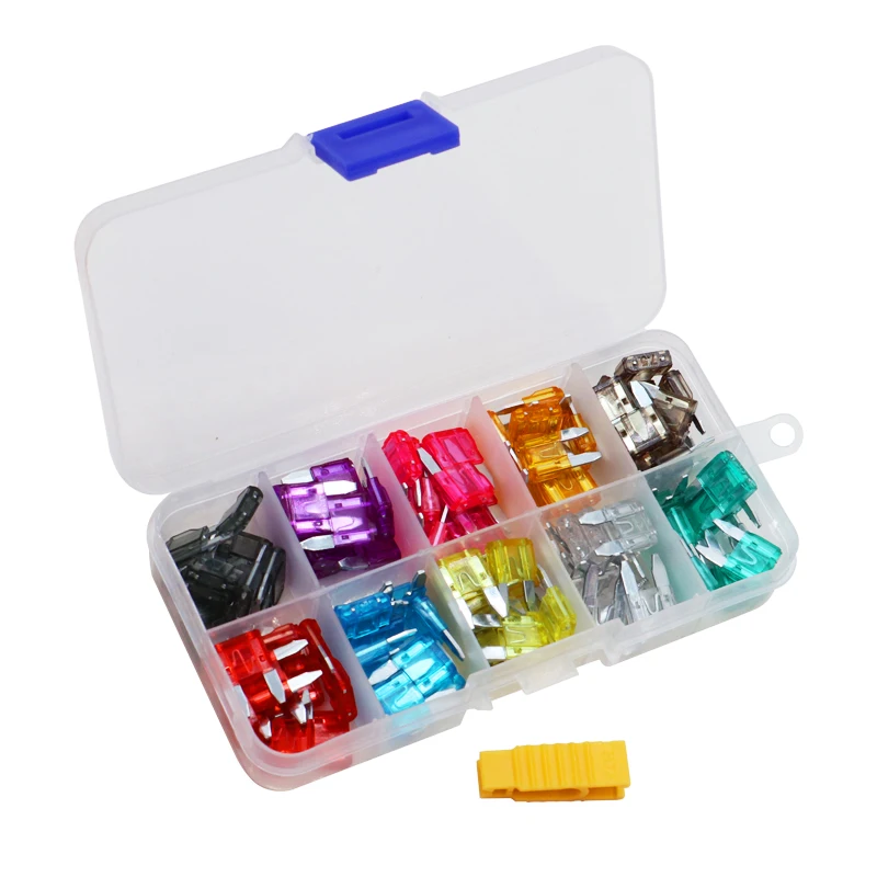 

100PCS Car Fuses 2A 3A 4A 5A 7.5A 10A 15A 20A 25A 30A Amp with Box Clip Assortment Auto Blade Type Fuse Set Truck Accessories