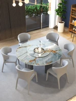 italian stone plate dining tables and chairs set round nordic marble round table light luxury modern household dining table
