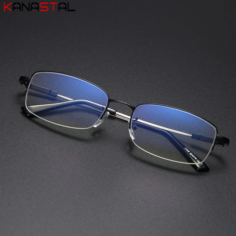 

Men's Anti Blue Light Blocking Reading Glasses Memory Titanium Half Eyeglasses Frames Eyewear Women Hyperopia Presbyopic Glasses