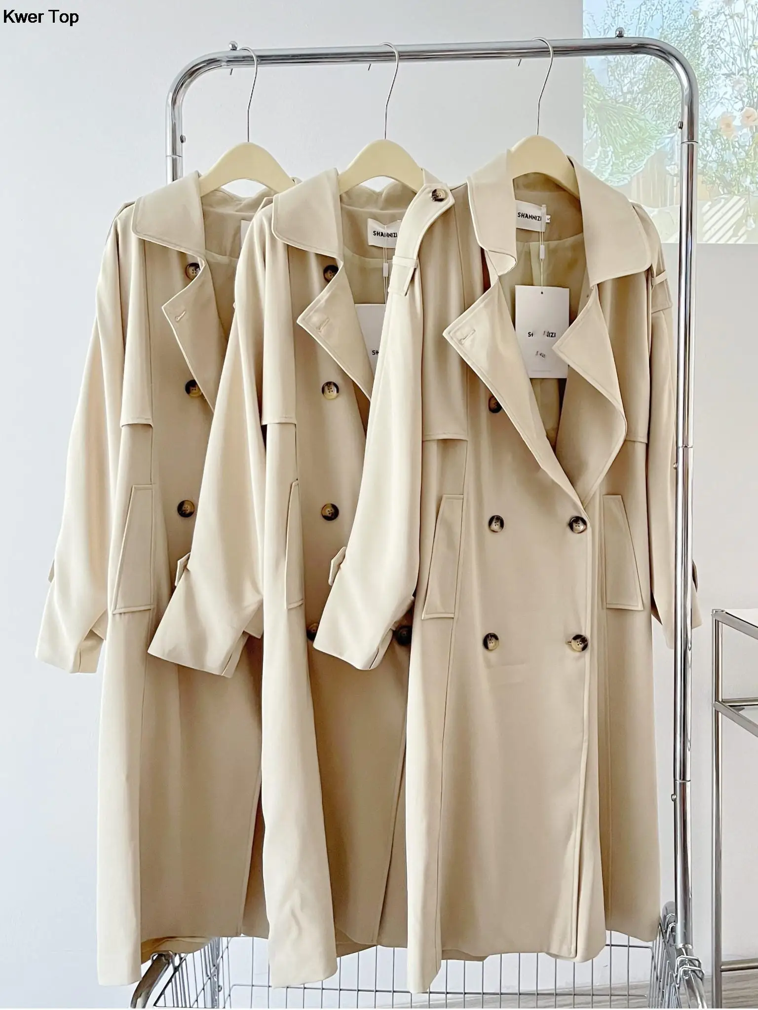 

Женский двубортный тренчкот с поясом, длинный Повседневный тренчкот в Корейском стиле, верхняя одежда для осени и зимы