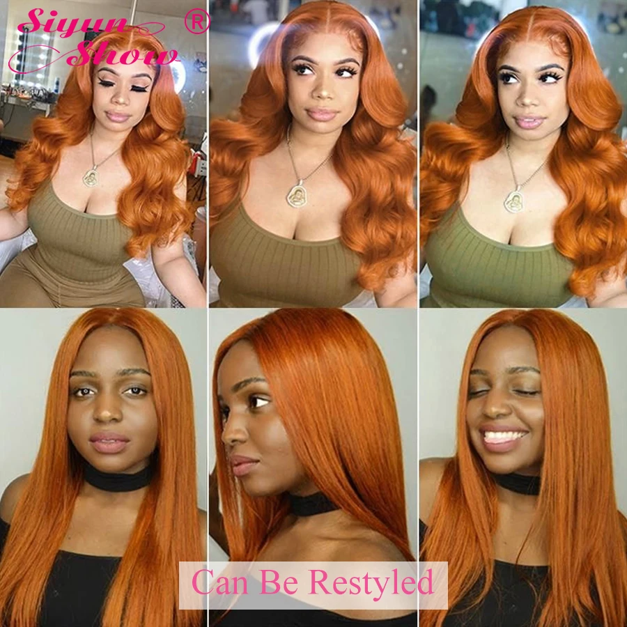 Бразильские Прямые Имбирные кружева передний парик длинные 30 дюймов цветные