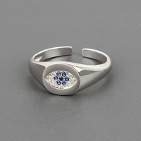 french blue eye zircon open rings for women punk fashion luxury silver color adjustable rings 2022 trendy jewelry accessories