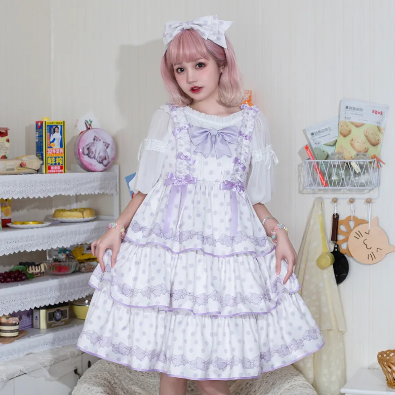 

[Little Hedi] Kawaii Harajuku платье принцессы с высокой талией Лолита платье чайвечерние Вечеринка без рукавов гофрированное лоскутное платье JSK плать...