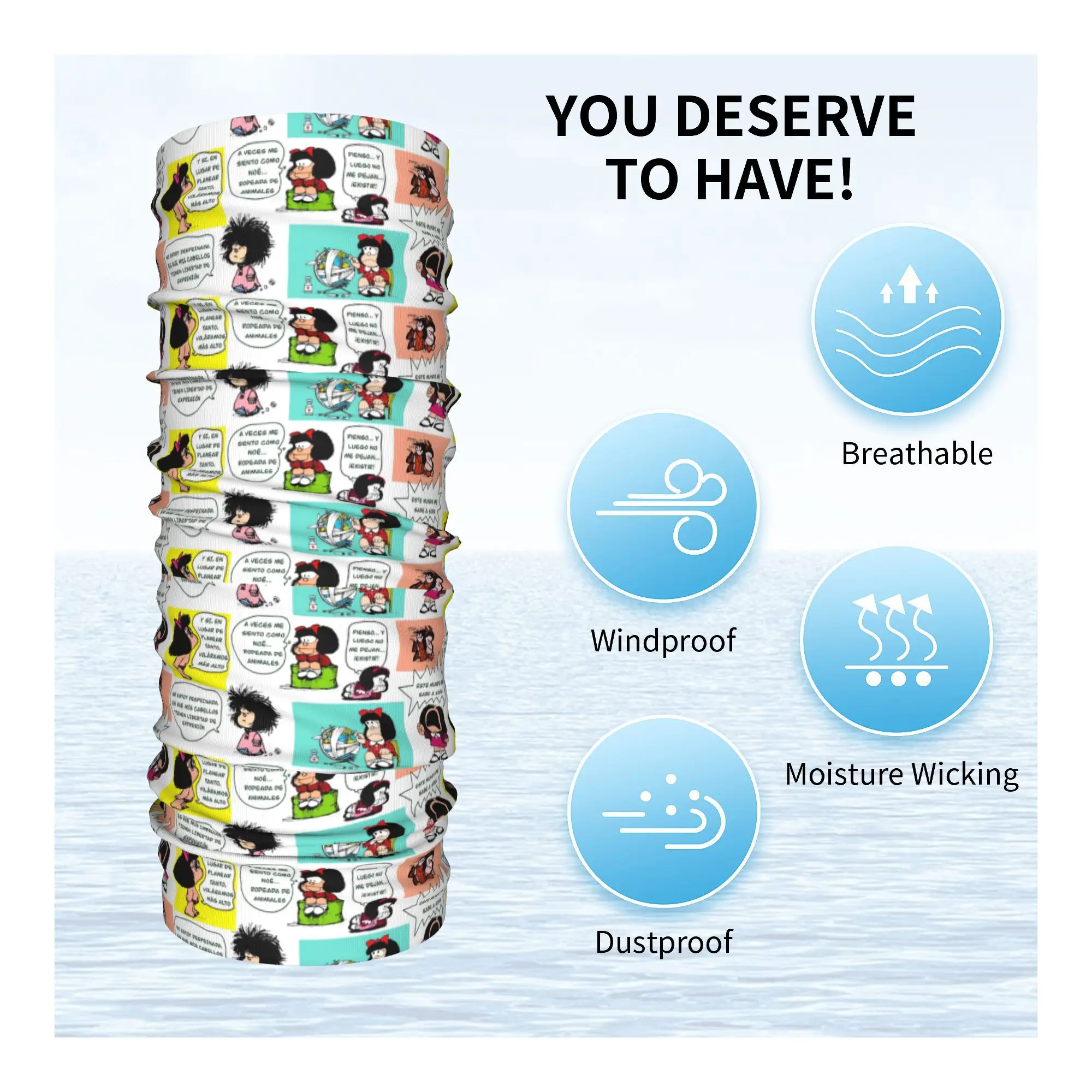 Бандана на заказ в стиле манга Quino Mafalda теплая бандана для женщин и мужчин зимний