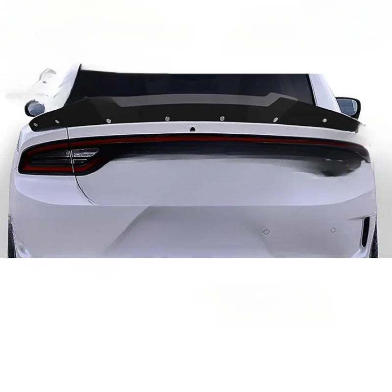 Фото Для Dodge Charger SRT Hellcat Scat Pack 2015-2023: задний спойлер HS Car Wing из ABS-пластика с карбоновым покрытием, стиль Venom V2 Wickerbill №4