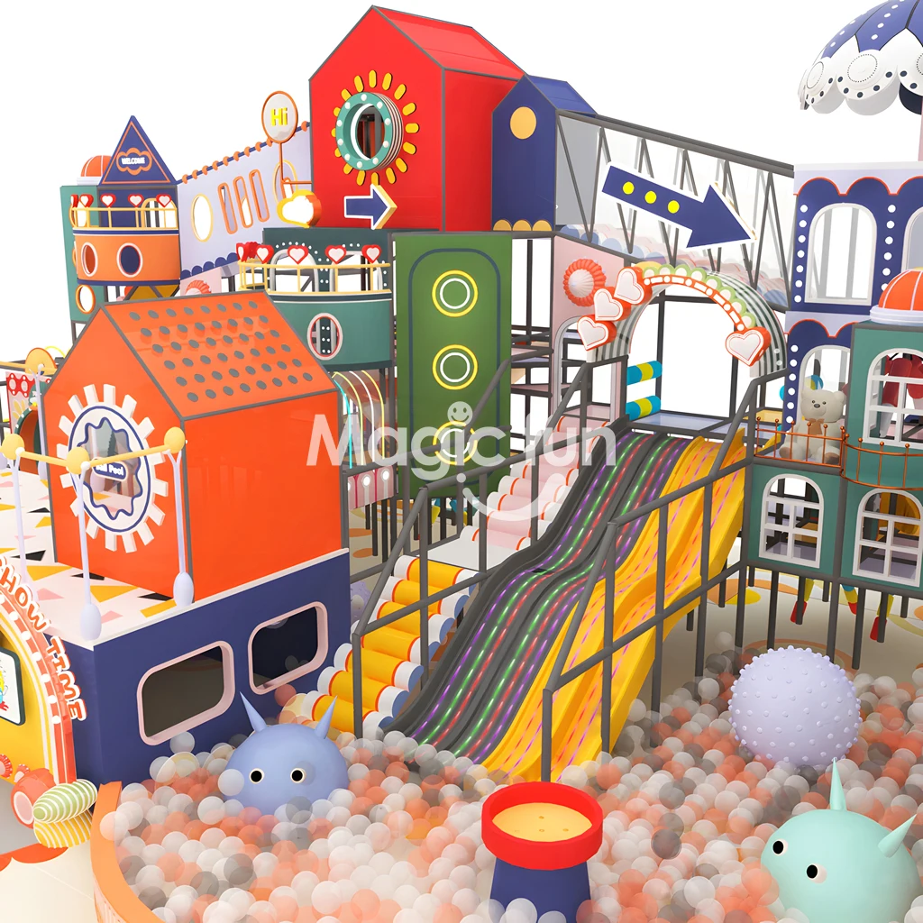 Крытая игровая площадка CandyColored с мягкой зоной игр и домом для ролевых игр для детей в продаже (art.: 3920cfb380cea) - 3920cfb380cea