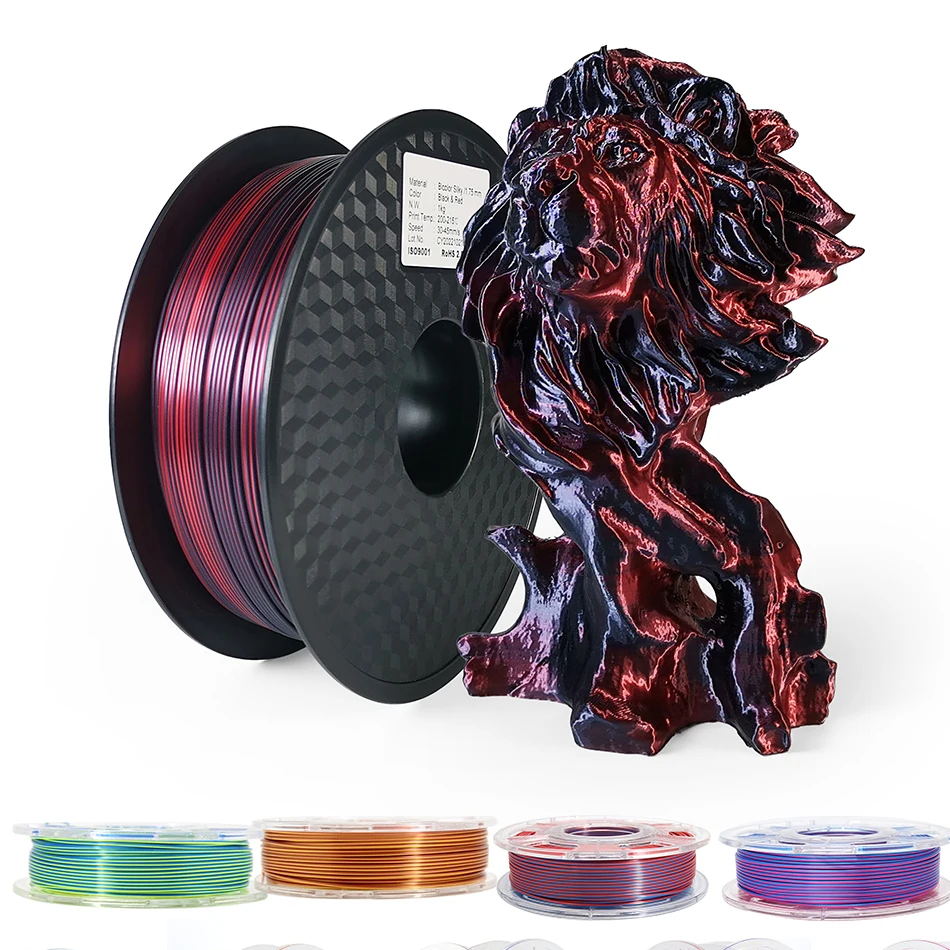 Filament Pla 250g Duotone 1.75mm For 3d Printing Magic Red-blue Black-red Two Colors Silk-like Material