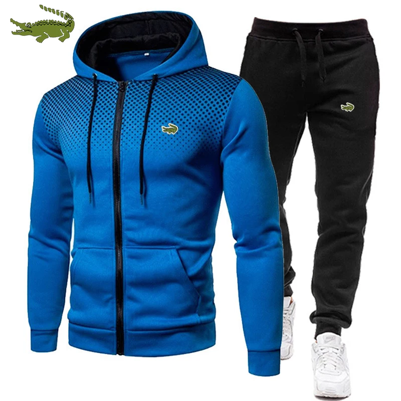 Embroidered CARTELO New Winter Men's Clothing Sweatpants Casual Sportswear  Set Printed Hoodie2022 Sweatshirt Set Woolen Zipper