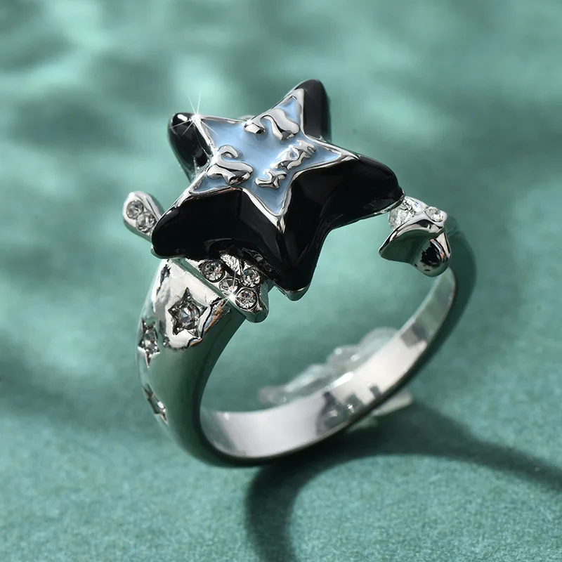 

Simple Star Open Rings for Women Hip Hop Cool Adjustable Retro Finger Ring Fashion Party Jewelry Birthday Gift